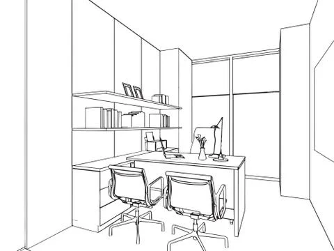 Outline sketch of a interior Stock Illustration