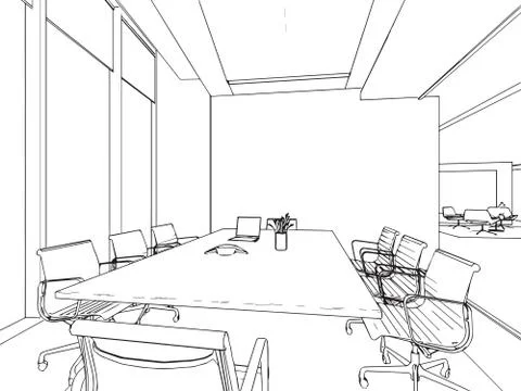 Outline sketch of a interior Stock Illustration
