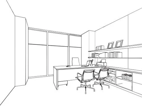 Outline sketch of a interior Stock Illustration