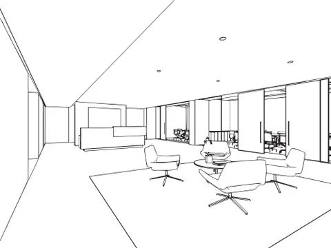 Outline sketch of a interior Stock Illustration