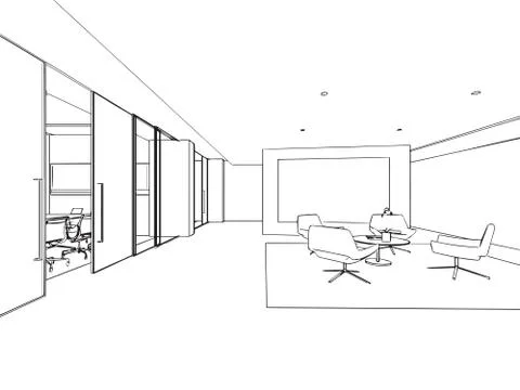 Outline sketch of a interior Stock Illustration