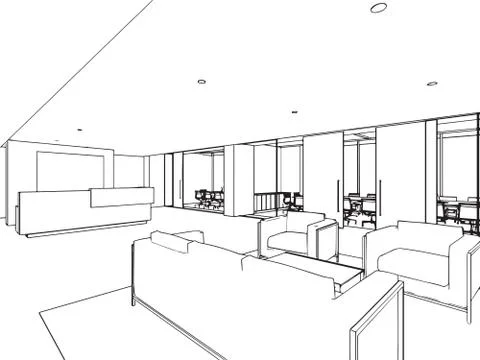 Outline sketch of a interior Stock Illustration