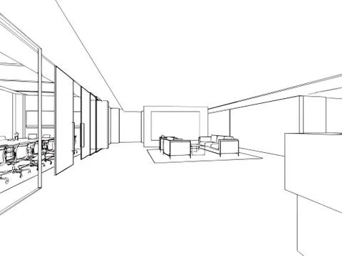 Outline sketch of a interior Stock Illustration
