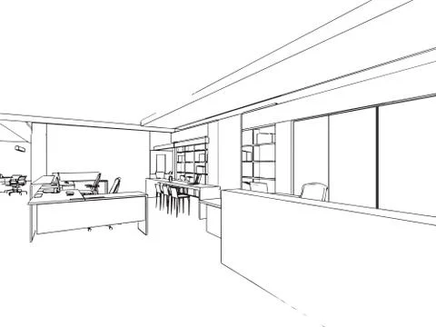Outline sketch of a interior Stock Illustration