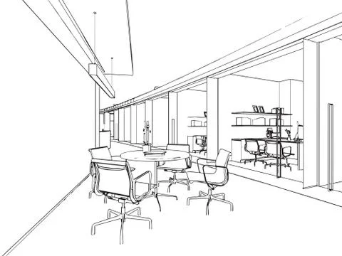 Outline sketch of a interior Stock Illustration