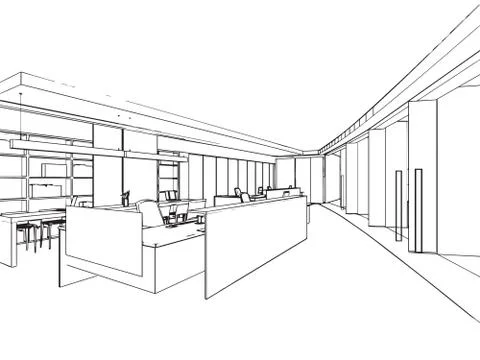 Outline sketch of a interior Stock Illustration