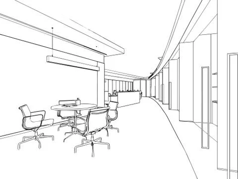 Outline sketch of a interior Stock Illustration