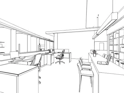 Outline sketch of a interior Stock Illustration