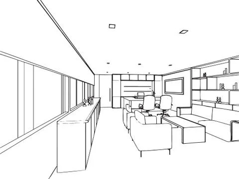 Outline sketch of a interior Stock Illustration
