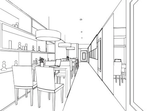 Outline sketch of a interior Stock Illustration