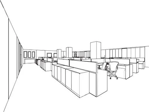 Outline sketch of a interior Stock Illustration