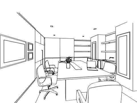 Outline sketch of a interior Stock Illustration