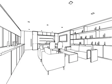 Outline sketch of a interior Stock Illustration