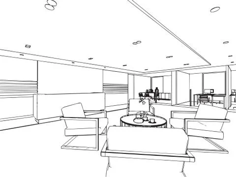 Outline sketch of a interior Stock Illustration