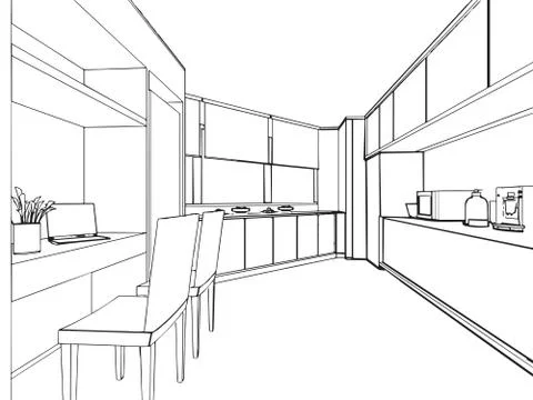 Outline sketch of a interior Stock Illustration