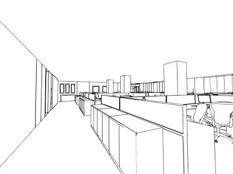 Outline sketch of a interior Stock Illustration