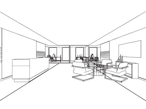 Outline sketch of a interior Stock Illustration