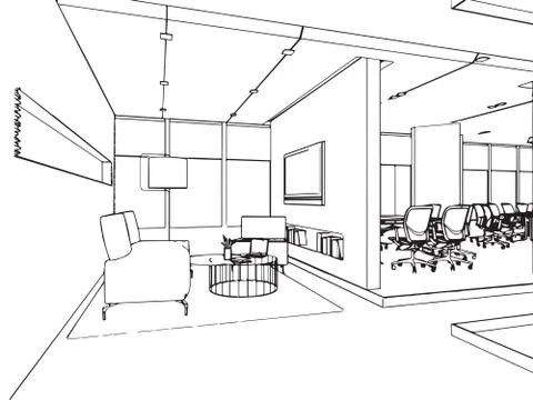 Outline sketch of a interior Stock Illustration