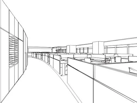 Outline sketch of a interior Stock Illustration