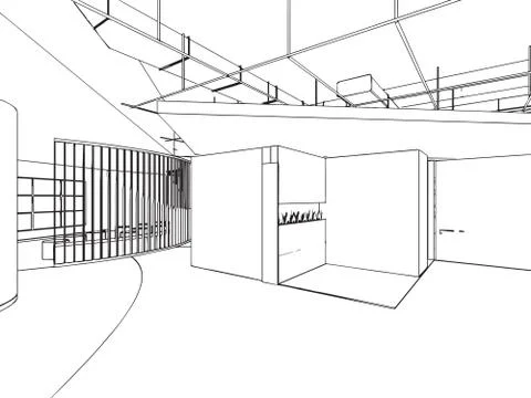 Outline sketch of a interior Stock Illustration