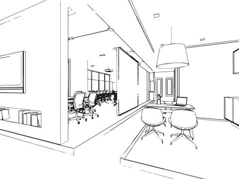 Outline sketch of a interior Stock Illustration