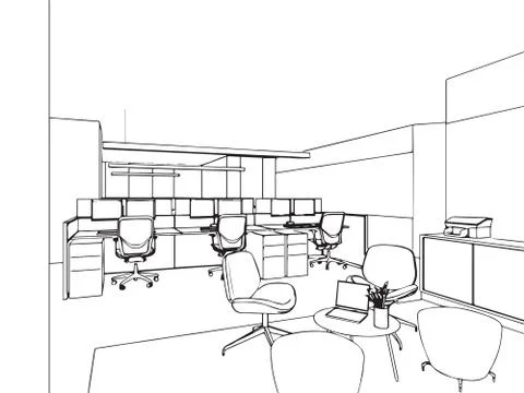 Outline sketch of a interior Stock Illustration