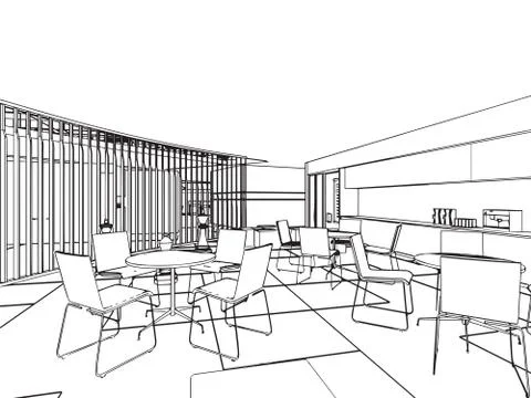 Outline sketch of a interior Stock Illustration