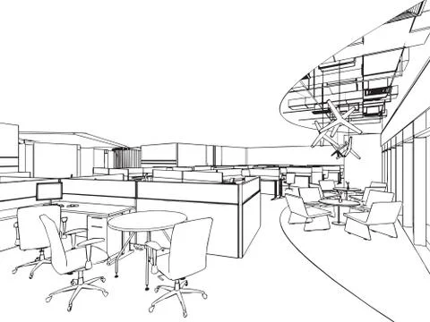 Outline sketch of a interior Stock Illustration