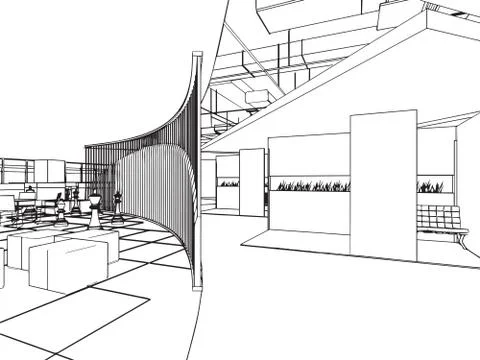 Outline sketch of a interior Stock Illustration