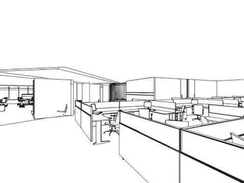 Outline sketch of a interior Stock Illustration