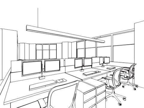 Outline sketch of a interior Stock Illustration