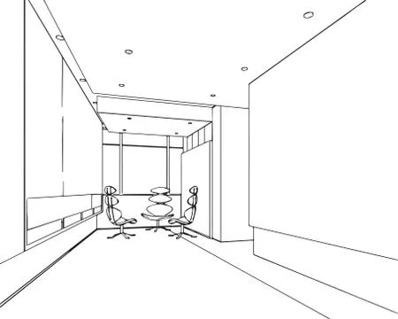 Outline sketch of a interior Stock Illustration