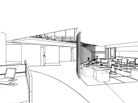 Outline sketch of a interior Stock Illustration