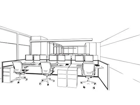 Outline sketch of a interior Stock Illustration