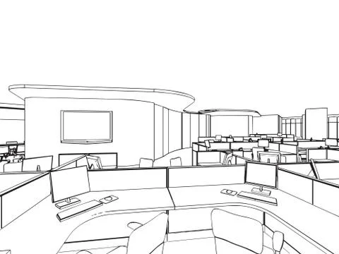 Outline sketch of a interior Stock Illustration