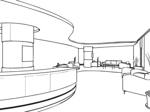Outline sketch of a interior Stock Illustration