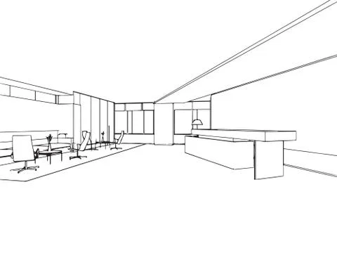 Outline sketch of a interior Stock Illustration