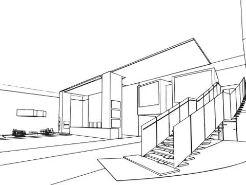 Outline sketch of a interior Stock Illustration