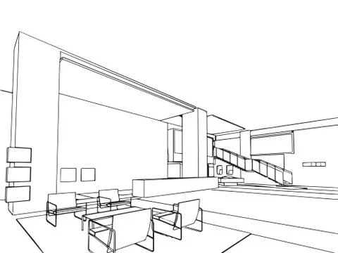 Outline sketch of a interior Stock Illustration