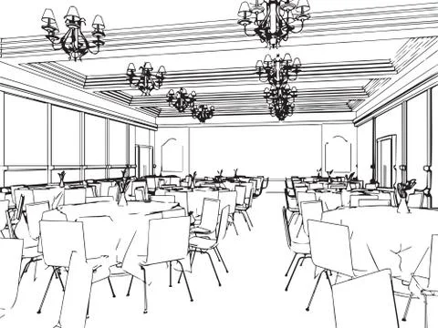 Outline sketch of a interior Stock Illustration