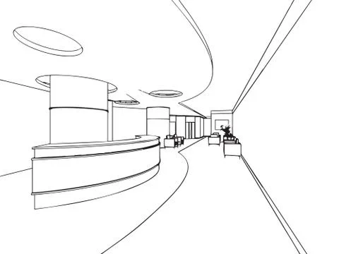 Outline sketch of a interior Stock Illustration