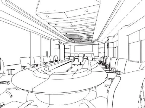 Outline sketch of a interior Stock Illustration