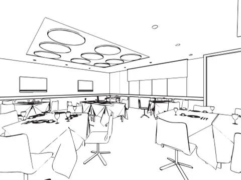 Outline sketch of a interior Stock Illustration
