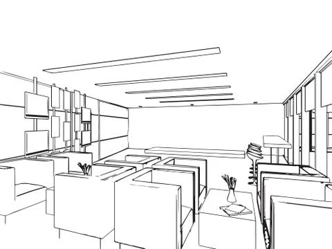 Outline sketch of a interior Stock Illustration