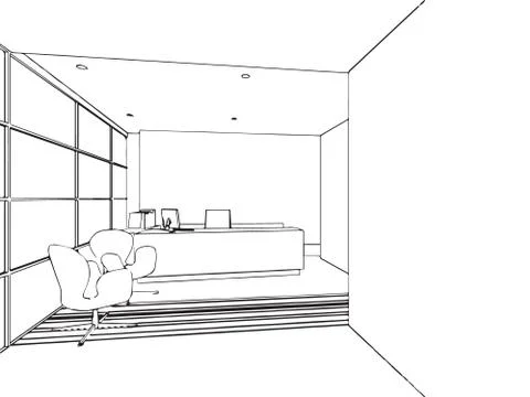 Outline sketch of a interior Stock Illustration