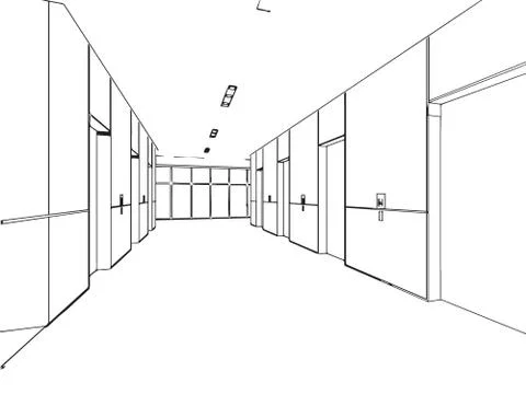 Outline sketch of a interior Stock Illustration