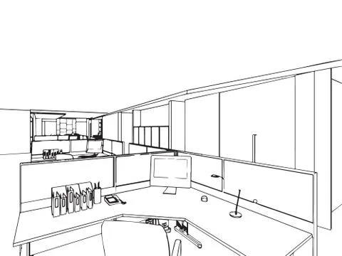 Outline sketch of a interior Stock Illustration