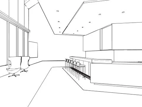 Outline sketch of a interior Stock Illustration
