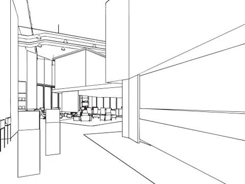 Outline sketch of a interior Stock Illustration