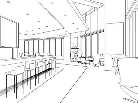 Outline sketch of a interior Stock Illustration